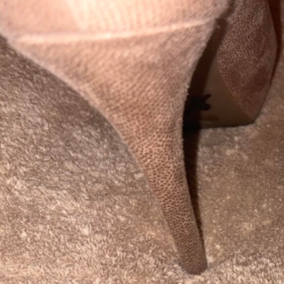 BCBG Peep Toe Tan Suede Heels - Picture 8 of 9